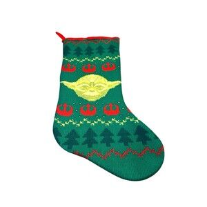 Star Wars Yoda Fair Isle Style Knit Green Christmas Holiday Stocking 18 Inch